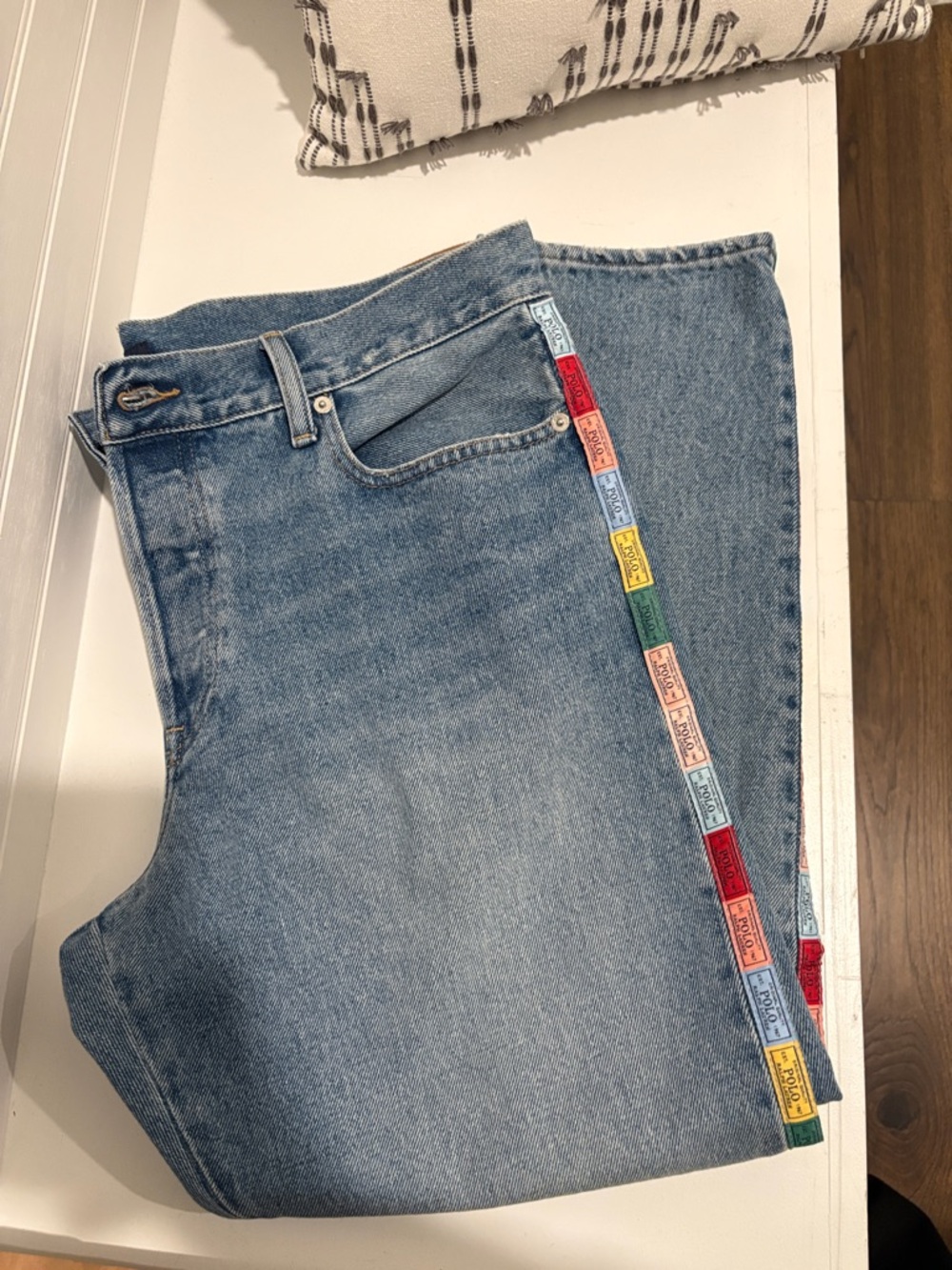 Polo by Ralph Lauren Light Blue Jeans with Multicolor Ticket Trim